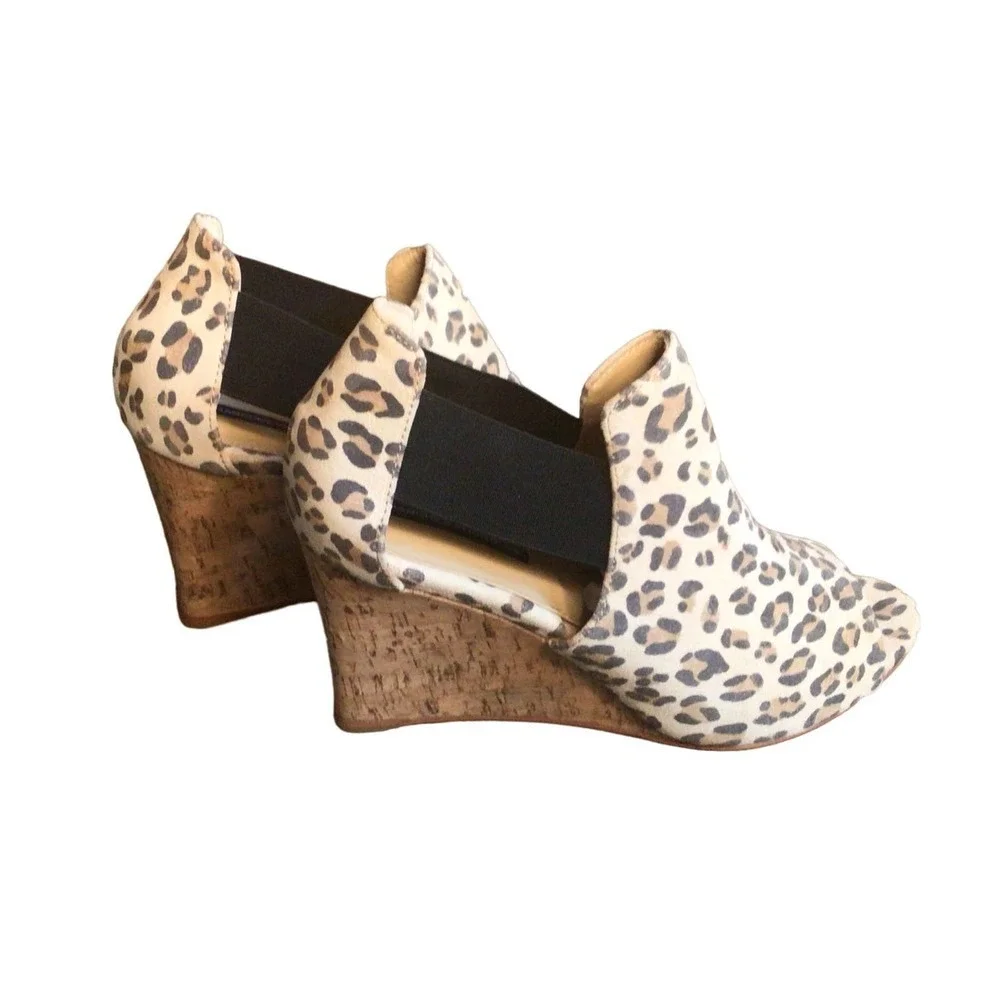 NWT Marchez Vouz Blue Leopard leather wedge heel shoes sz 9,5‎